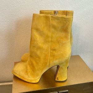 Yellow Suede Platform Booties